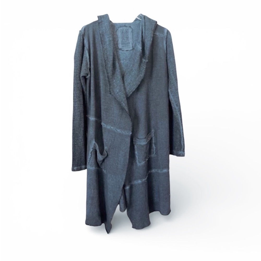 JOHNNY WAS PETE & GRETA JACKETS & TOPS GRAY HOODED CARDIGAN DUSTER JACKET SZ S - Picture 2 of 4
